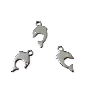 Pandantiv otel inoxidabil, delfin, 13x6x0.8mm 1 buc