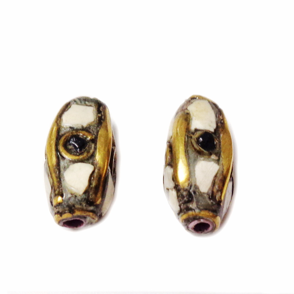 Margele tibetane cu pietre semipretioase, lucrate manual, 16x8mm-model 6 1 buc