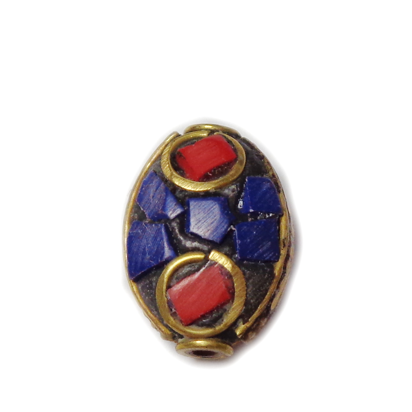 Margele tibetane cu pietre semipretioase, lucrate manual, 16x12x8mm-model 9 1 buc