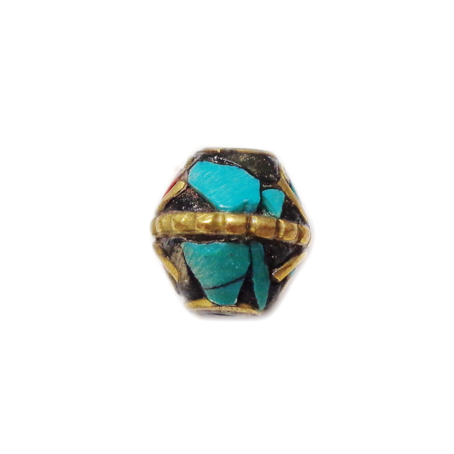 Margele tibetane cu pietre semipretioase, lucrate manual, 12x12 mm-model 12 1 buc