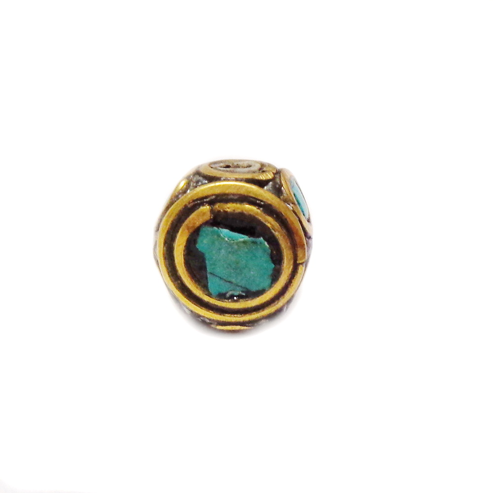 Margele tibetane cu pietre semipretioase, lucrate manual, 11x10x8 mm -model 17 1 buc