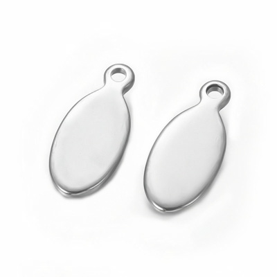 Pandantiv otel inoxidabil, oval, 12x5x1mm 1 buc