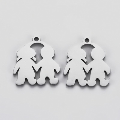 Pandantiv otel inoxidabil, baiat si fetita, 17.5x15x1mm 1 buc