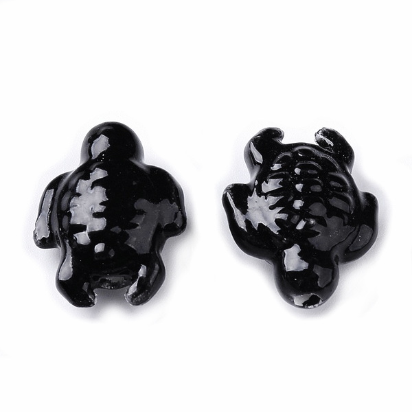 Margele portelan, broasca testoasa neagra, 13x20x2mm
