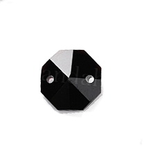 Conector/link sticla, negru, octagonal, fatetat, 14x14x7.5mm 1 buc