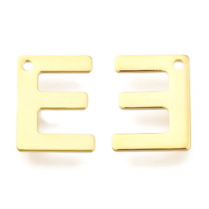 Pandantiv otel inoxidabil 304, auriu, 12x8mm, litera E 1 buc