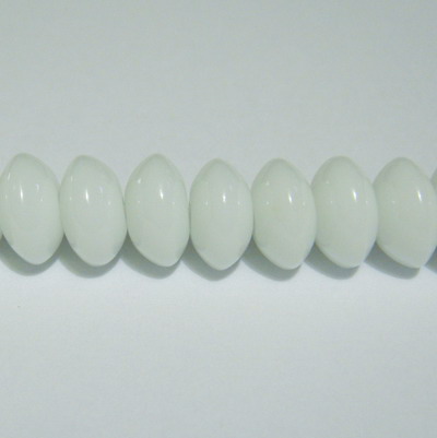 Margele sticla rondel albe 8x6mm