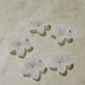 Flori acrilice, frosted, albe,  11x11x3mm 1 buc