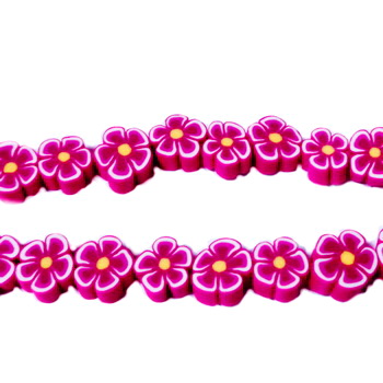 Margele polymer, floare magenta, 8-10x5mm 1 buc