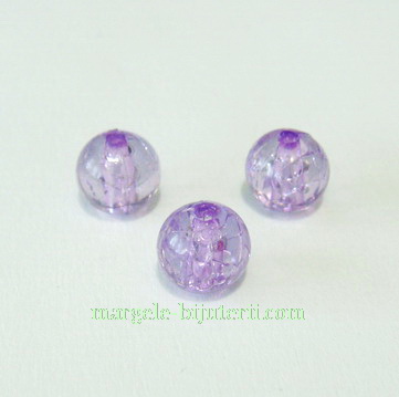 Margele plastic crackle violet 8mm