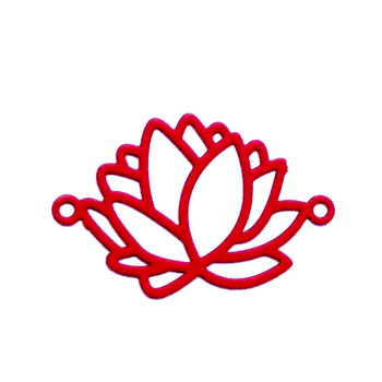 Pandantiv otel inoxidabil, bordo, mat, floare de lotus 14x22.5x0.5mm