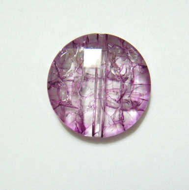Margele plastic plate crackle violet 20xmm