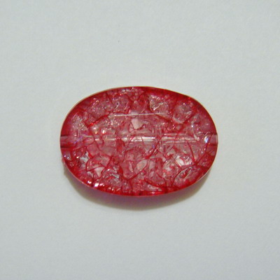 Margele plastic crackle rosii 18x25mm