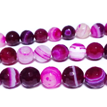 Agata striped, fatetata, magenta, 8mm