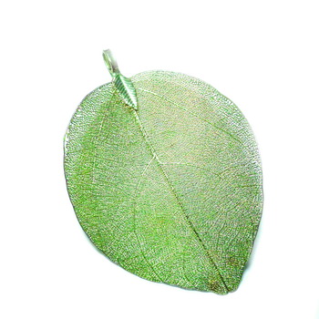 Frunza naturala, electroplacata, verde, 67x44mm