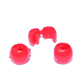 Margele plastic rosu, pt, par, cu sistem de inchidere, 11.5x8.5x10.5mm