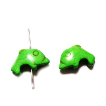 Delfin howlit verde, 20x13x6mm 1 buc
