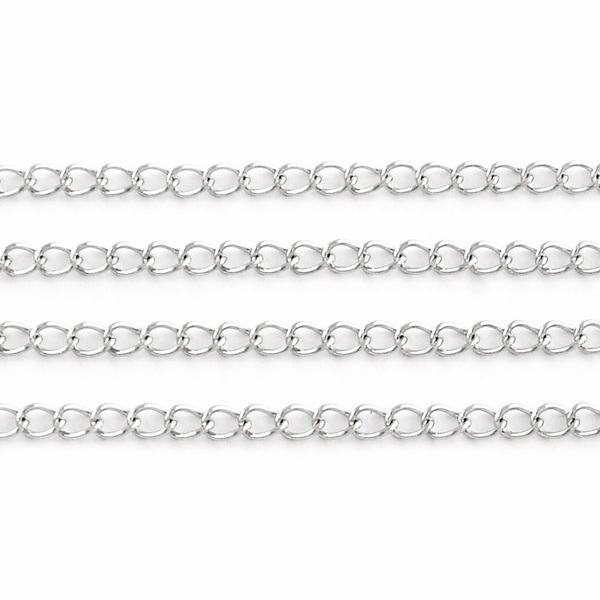 Lant otel inoxidabil, zale ondulate, sudate, 4x3x0.45mm 1 m