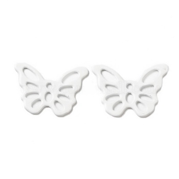 Pandantiv otel inoxidabil placat alb, fluturas 15x10x0.5mm 1 buc