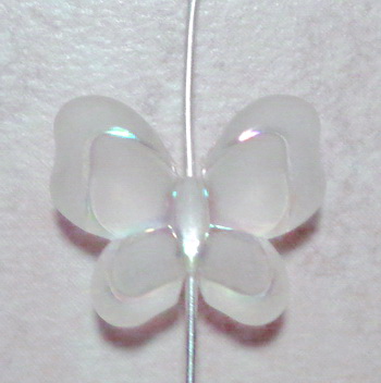 Fluturas plastic transparent/frosted, AB, crem, 21x18x6mm