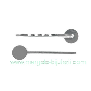 Agrafa metalica, prindere par (coc), argintie,   55x2x10mm, platou 10mm (vezi agrafa)