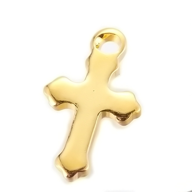 Pandantiv otel inoxidabil 304, placat cu aur 18k, cruciulita 12x7x0.8mm 1 buc