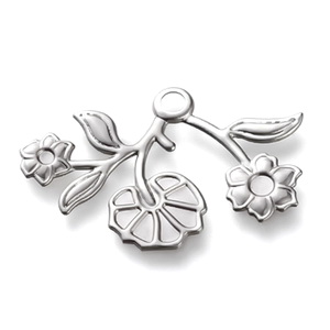 Pandantiv otel inoxidabil 304 buchet flori, 19x29x0.7mm 1 buc