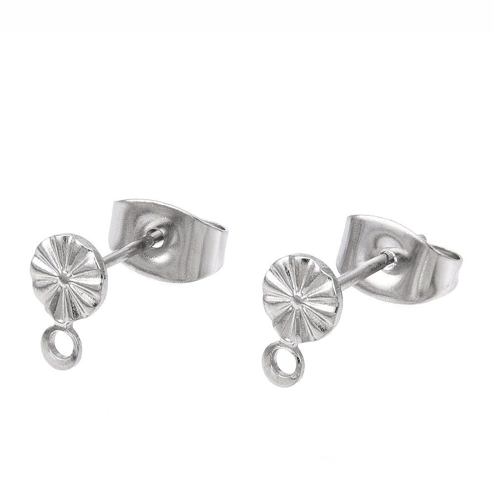 Tortite cercei cu tija de 7x4.5mm, rotunde, din otel inoxidabil 304 2 buc