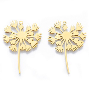 Pandantiv otel inoxidabil 304 placat cu aur 18K, floare papadie, 43x29x1mm 1 buc