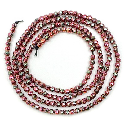 Hematit placat fucsia-multicolor, fatetat, 2mm- 205 buc