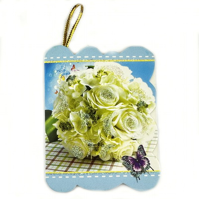 Felicitare carton cu flori, 7x5.5cm, model 2
