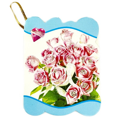 Felicitare carton cu flori, 7x5.5cm, model 10  1 buc
