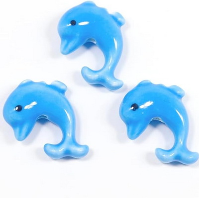Delfini portelan, albastri, 18x22x8mm