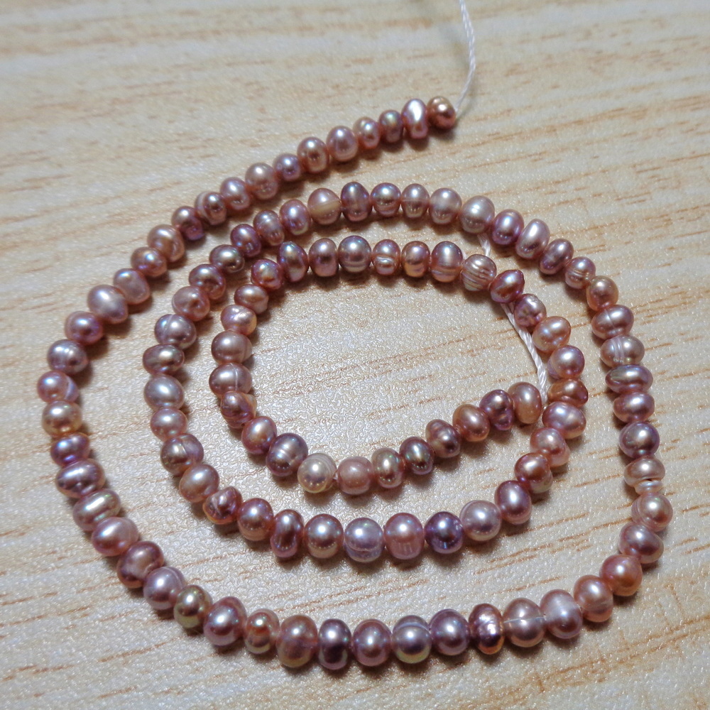Perle de cultura mov AB, 3.5~4.5mm-sir 107-110 buc(36cm) 1 buc