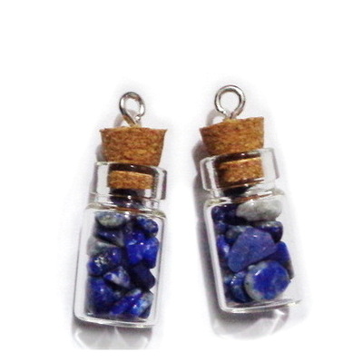 Sticluta cu chips Lapis Lazuli in interior, 25x10mm 1 buc