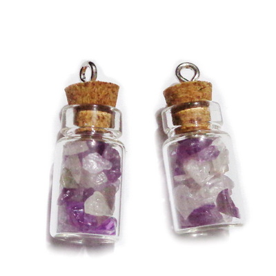 Sticluta cu chips ametist in interior, 25x10mm 1 buc