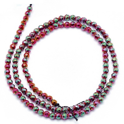Hematit electroplacat fucsia-multicolor, fatetat, 3mm- 129 buc 1 buc