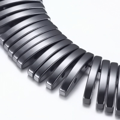 Hematit negru, cu 2 orificii, 19x2.5mm 1 buc
