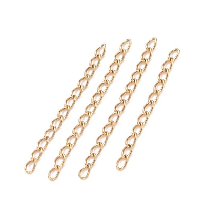 Lant extindere otel inoxidabil 304, IP(placat cu ioni) auriu, lungime 25mm, zale 3x1.6x0.4mm
 1 buc