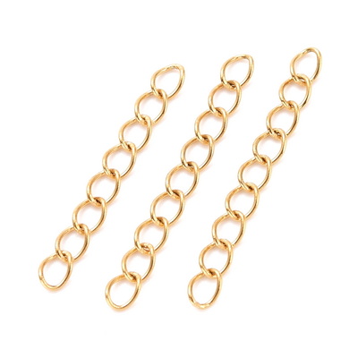 Lant extindere otel inoxidabil 304, IP(placat cu ioni) auriu, lungime 25mm, zale 4x3x0.5mm
 1 buc