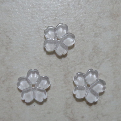 Flori sticla transparenta cu alb pe verso, electroplacate, 11x2.7mm 1 buc