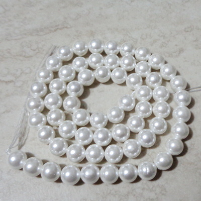 Perle stil Mallorca, albe, 6mm-sir 64 bc