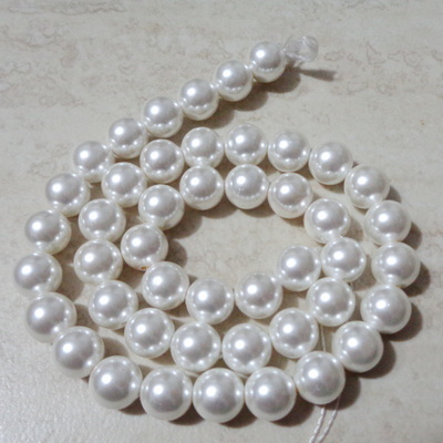 Perle stil Mallorca, albe, 8mm-sir 48 bc