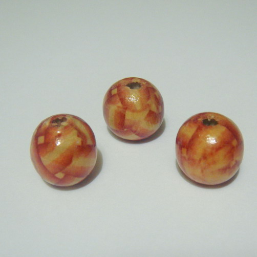 Margele lemn cu liniute, 16 mm