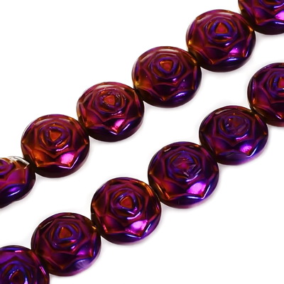 Hematite electroplacate violet, floare 8x5mm