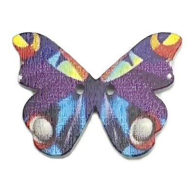 Nasturi lemn, fluturas multicolor, 21x28x3mm, model 9 1 buc