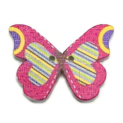 Nasturi lemn, fluturas multicolor, 21x28x3mm, model 10