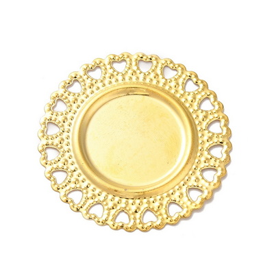 Conector / link cabochon, auriu, gravat, 35x2.5mm, pt.cabochon de 18mm 1 buc