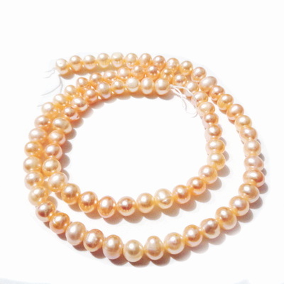 Perle de cultura roz somon 6~7mm, sir aprox 36cm (aprox 66 buc) 1 buc