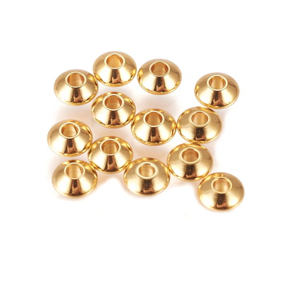 Distantier otel inoxidabil 304, placat cu aur 24K, biconic, 6x3mm